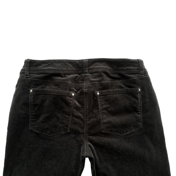 WHBM Black Velour Noir Slim Leg Pants 4 - Picture 3 of 5